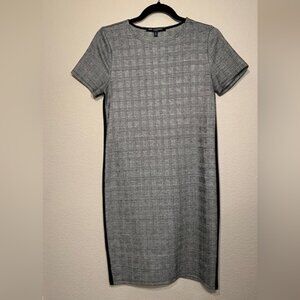 One Clothing | Black Gray Plaid Solid Side Panel Dress Women Small